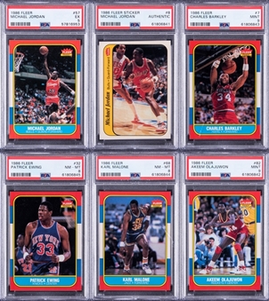 1986-87 Fleer Basketball Complete Set (132) Plus Stickers Set (11) – Including PSA-Graded #57 Michael Jordan and Other Key Cards